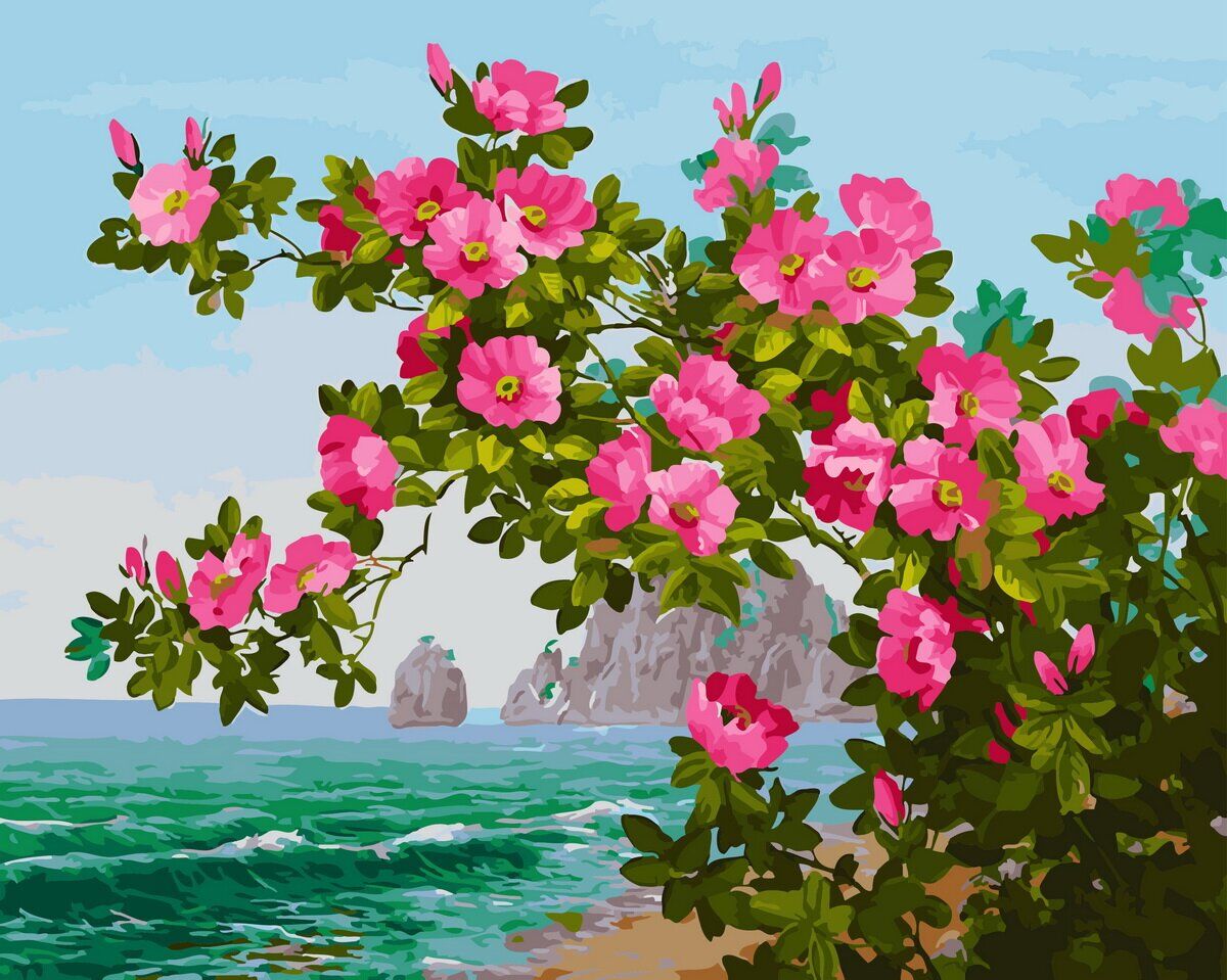 Цветы на фоне моря (27 фото)
