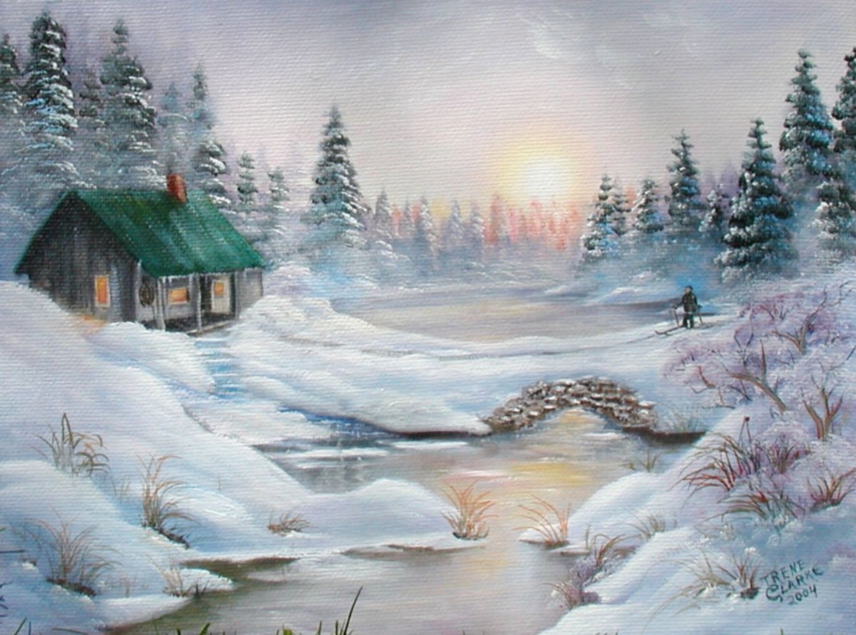 Зимний пейзаж картины (60 фото)