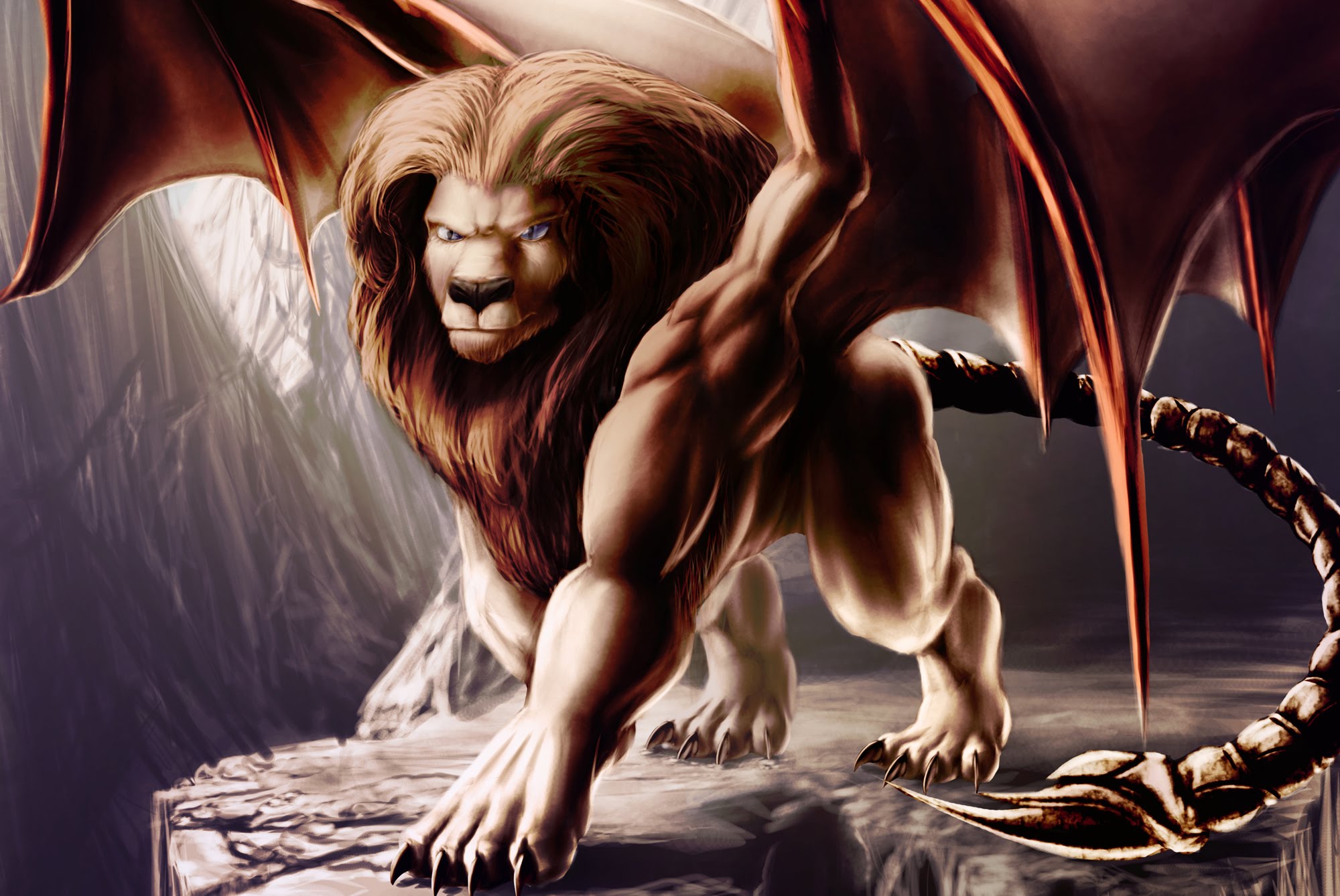 Тело льва хвост скорпиона. Мантикора мифическое существо. Мантикора зверь. Демон Мантикора.