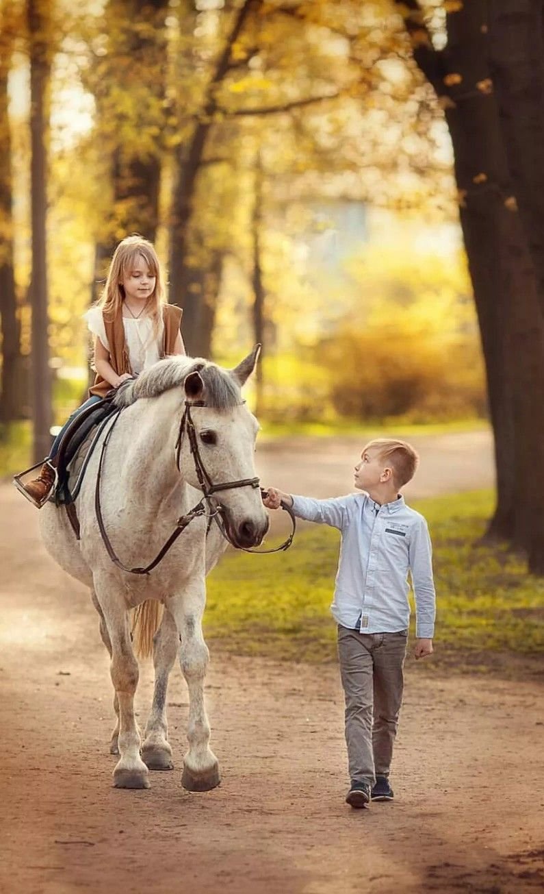 Дети верхом на лошади (60 фото)