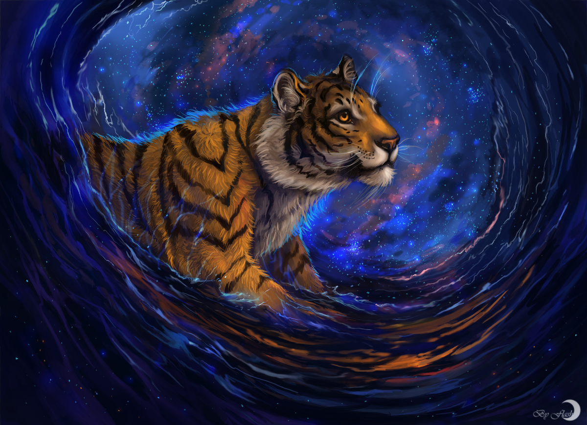 Tiger dream. Тигр арьт. Тигр фэнтези. Синий тигр. Мистический тигр.