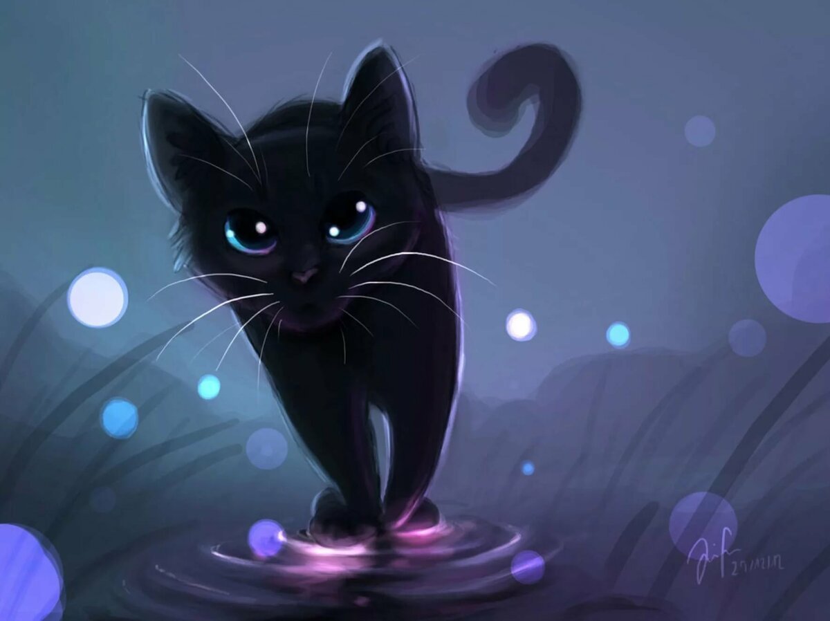 Черный кот аниме арт (66 фото)