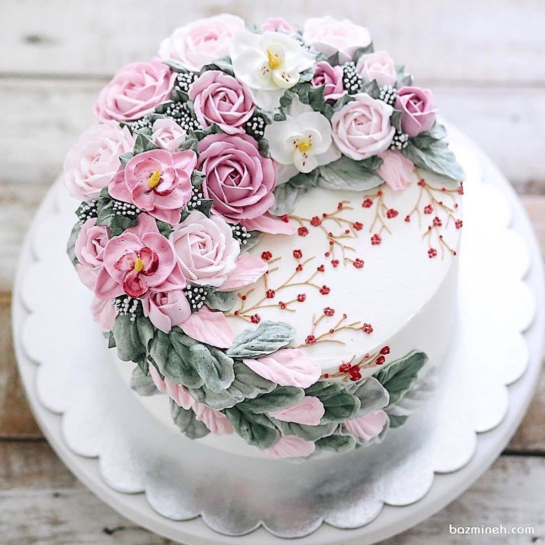 Торт с цветами из крема (73 фото)