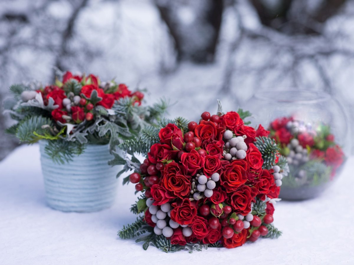 Зимний букет цветов (82 фото)